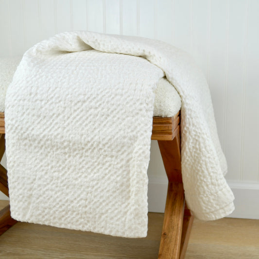 Farmhouse White Waffle Weave Throw Blanket