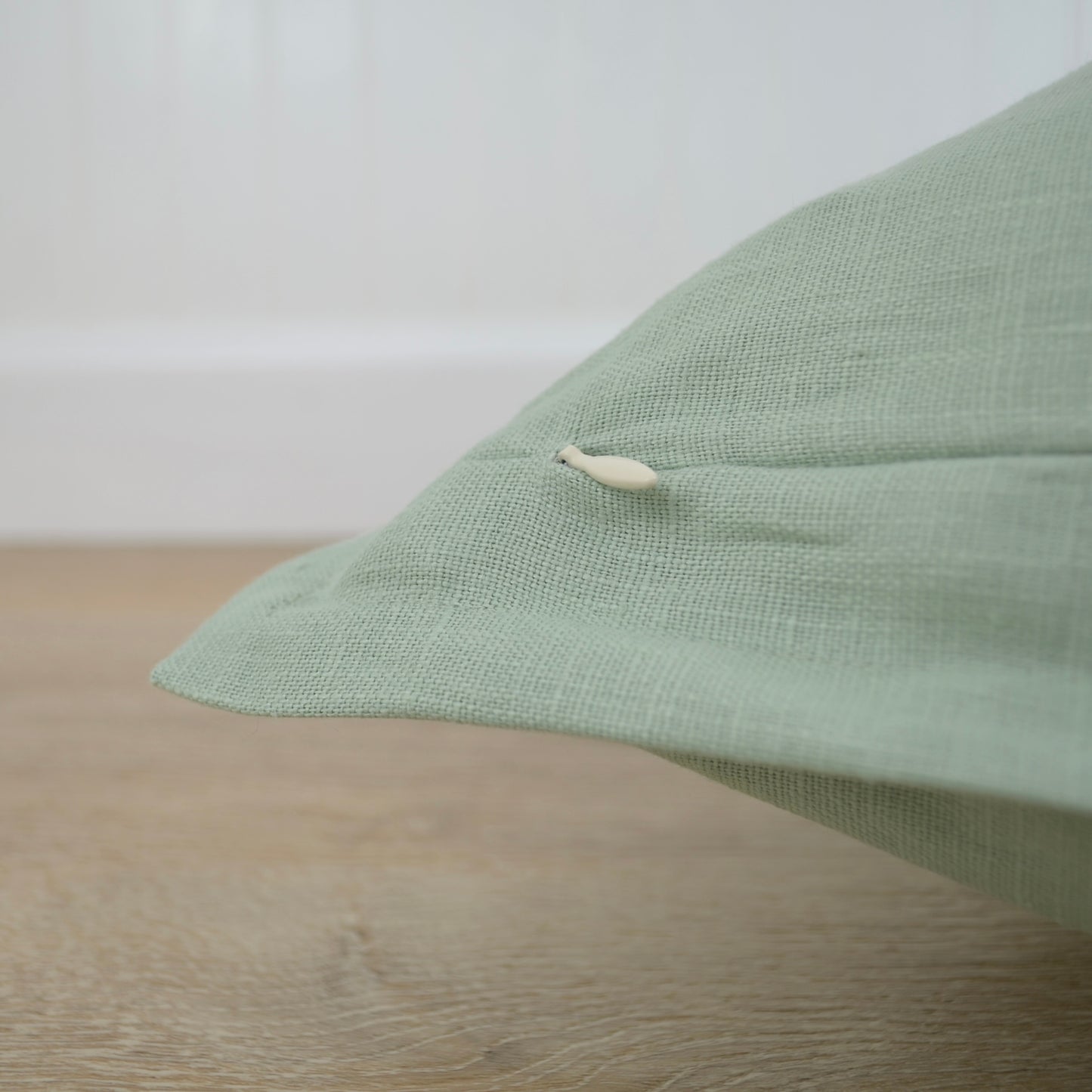 Sage Green Linen Pillow Cover with Flange Edge