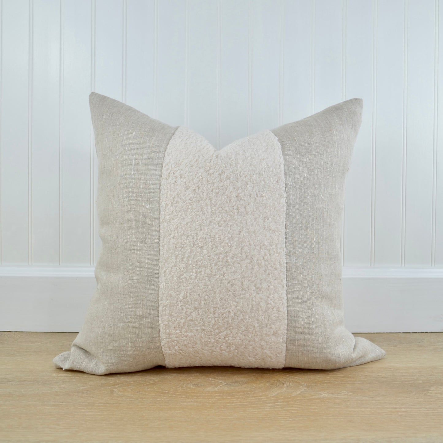 Aspen Throw Pillow Cover in Heathered Linen & Ivory Boucle