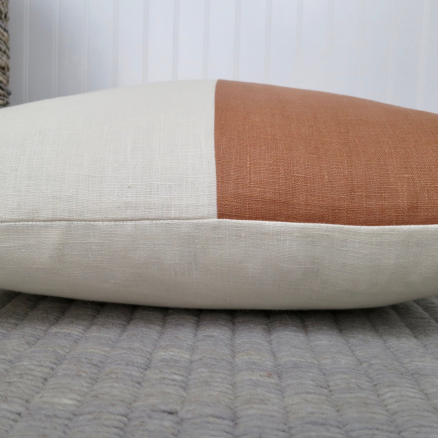 Color Block Linen Pillow Cover | Adobe and Ivory Linen