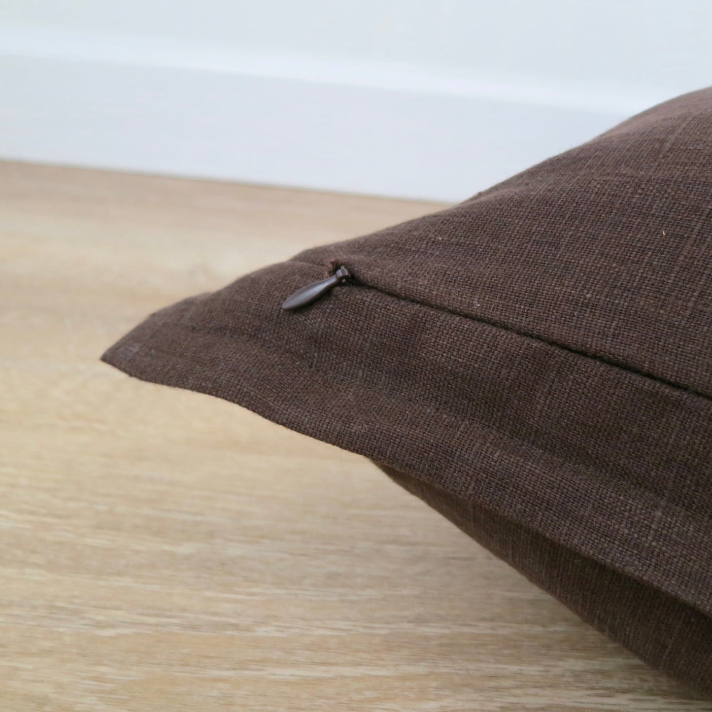 Dark Brown Linen Pillow Cover with Flange Edge