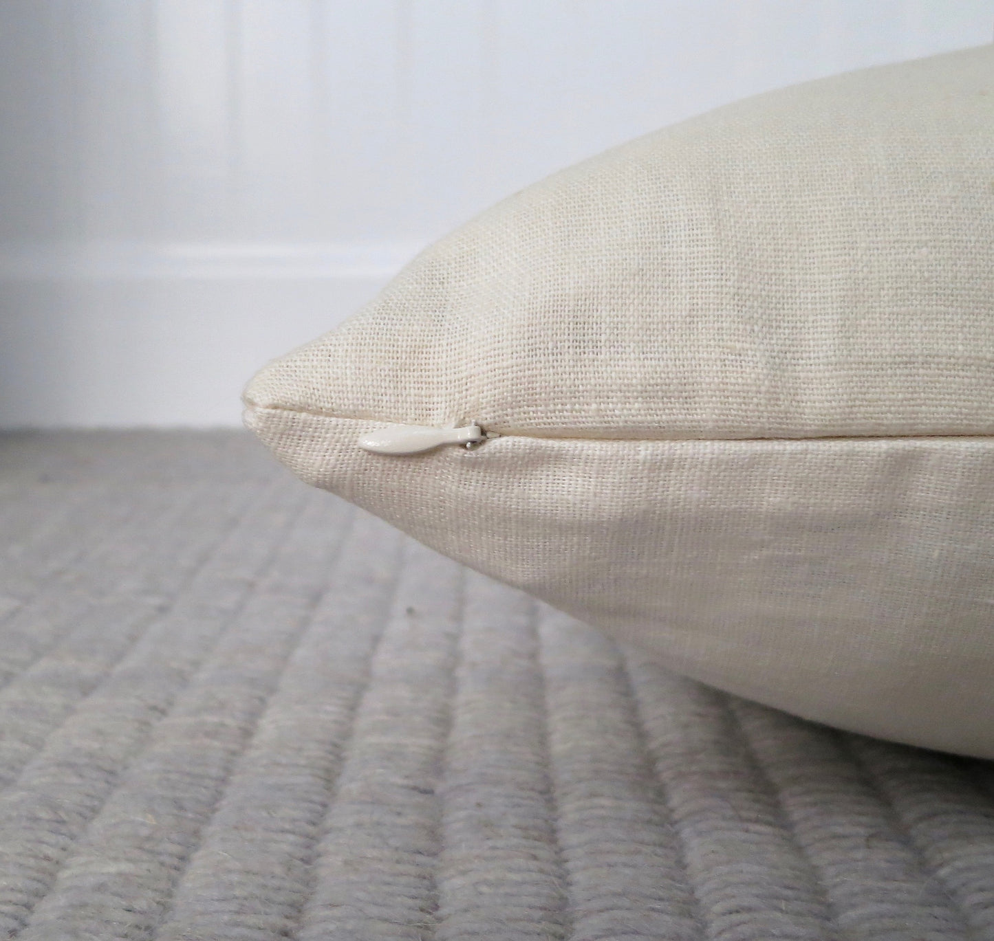 Ivory Linen Pillow Cover with Modern Block Pattern