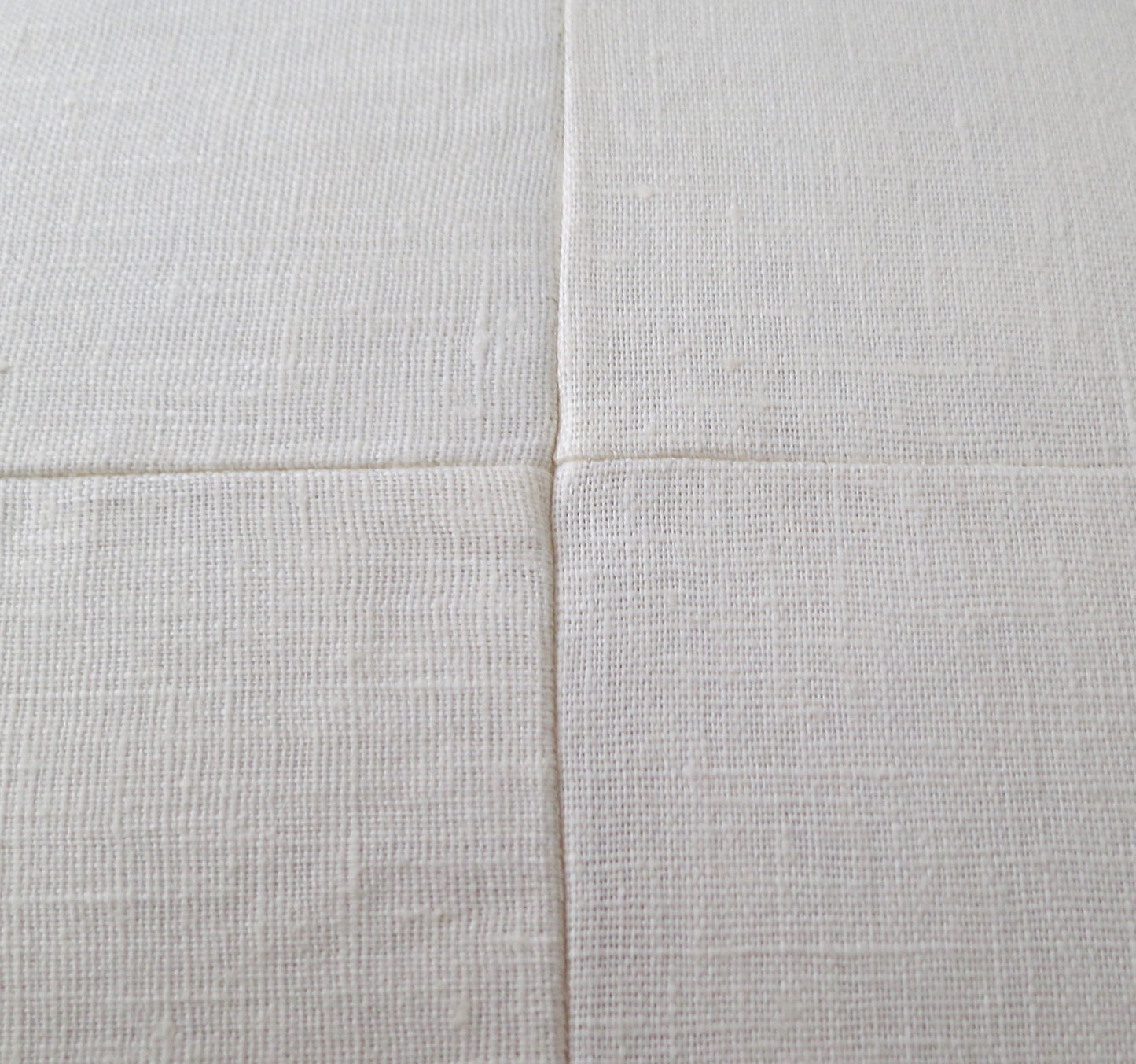 Ivory Linen Pillow Cover with Modern Block Pattern