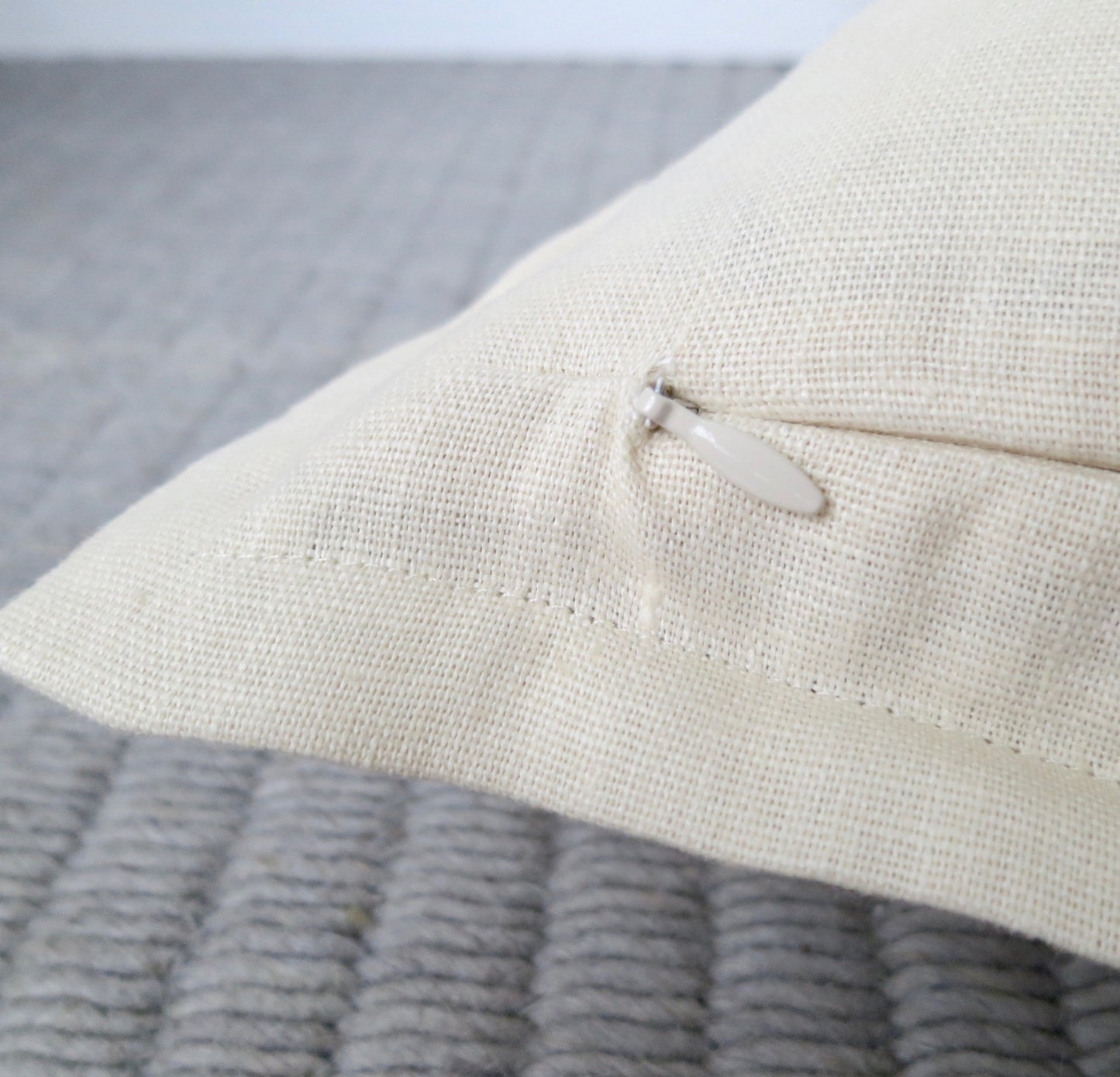 Ivory Linen Pillow Cover with Flange Edge