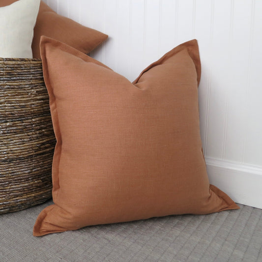 Adobe Linen Pillow Cover with Flange Edge - Throw Pillows