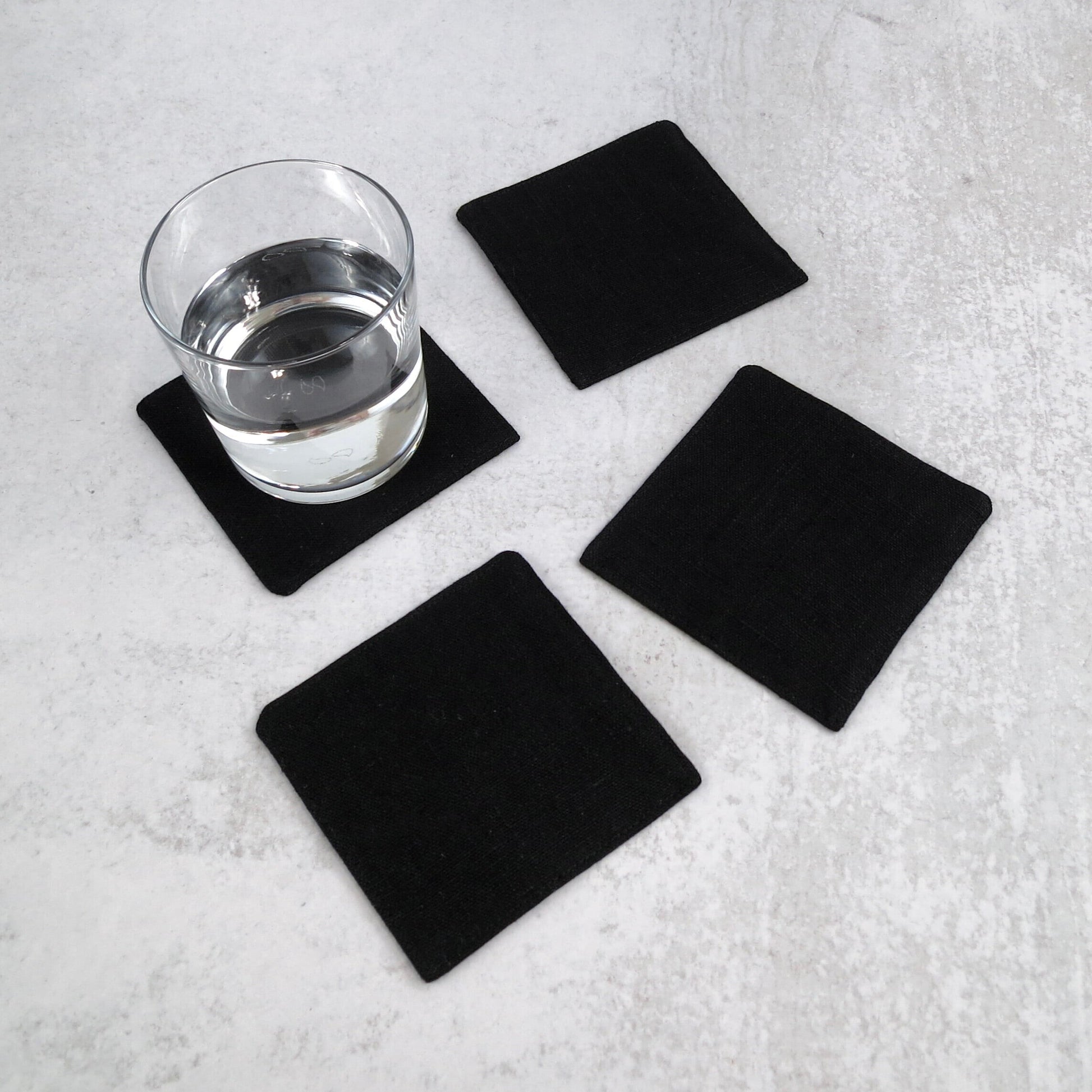 Black Linen Coasters - Coasters