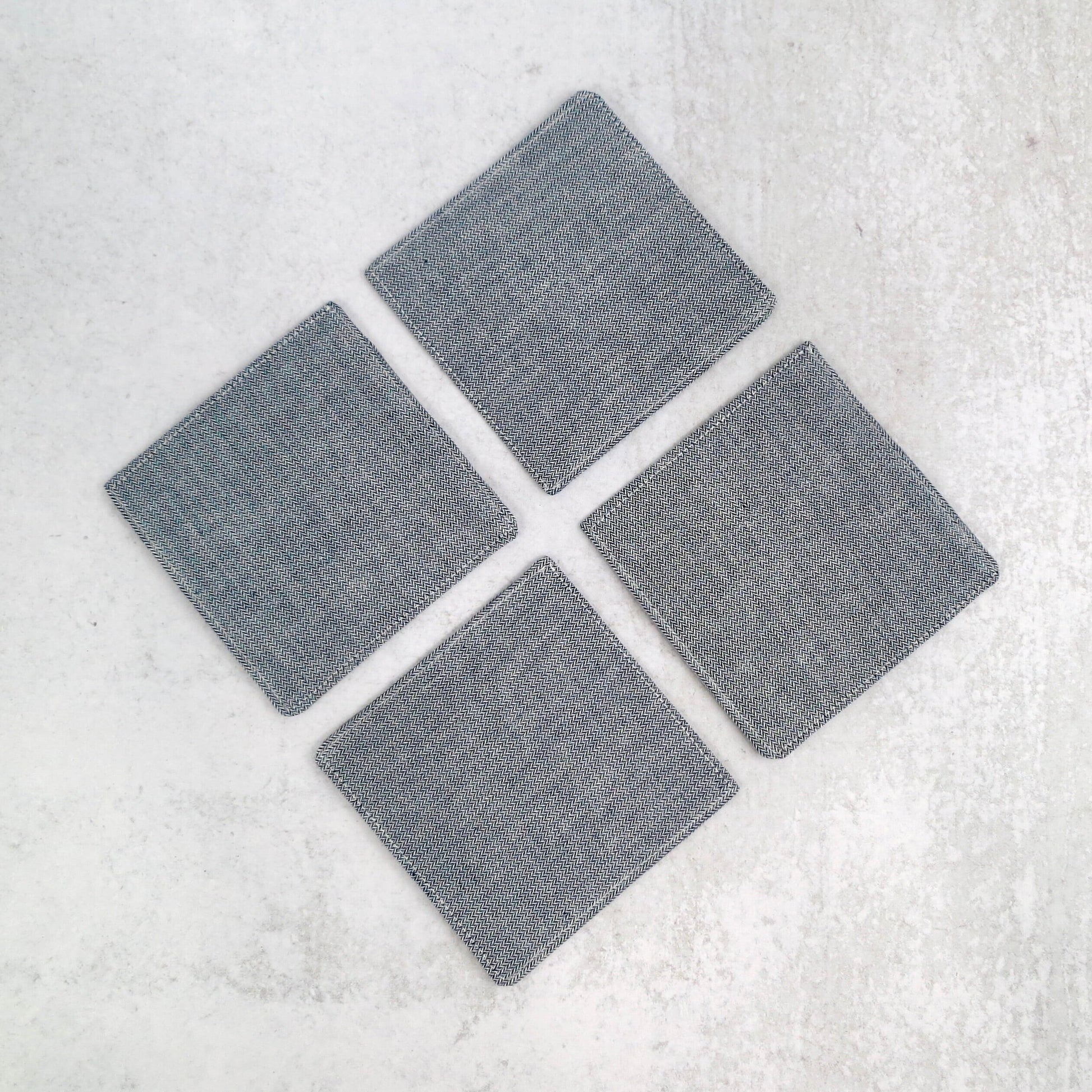 Blue Herringbone Fabric Coasters - Coasters