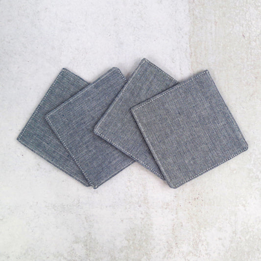 Blue Herringbone Fabric Coasters - Coasters