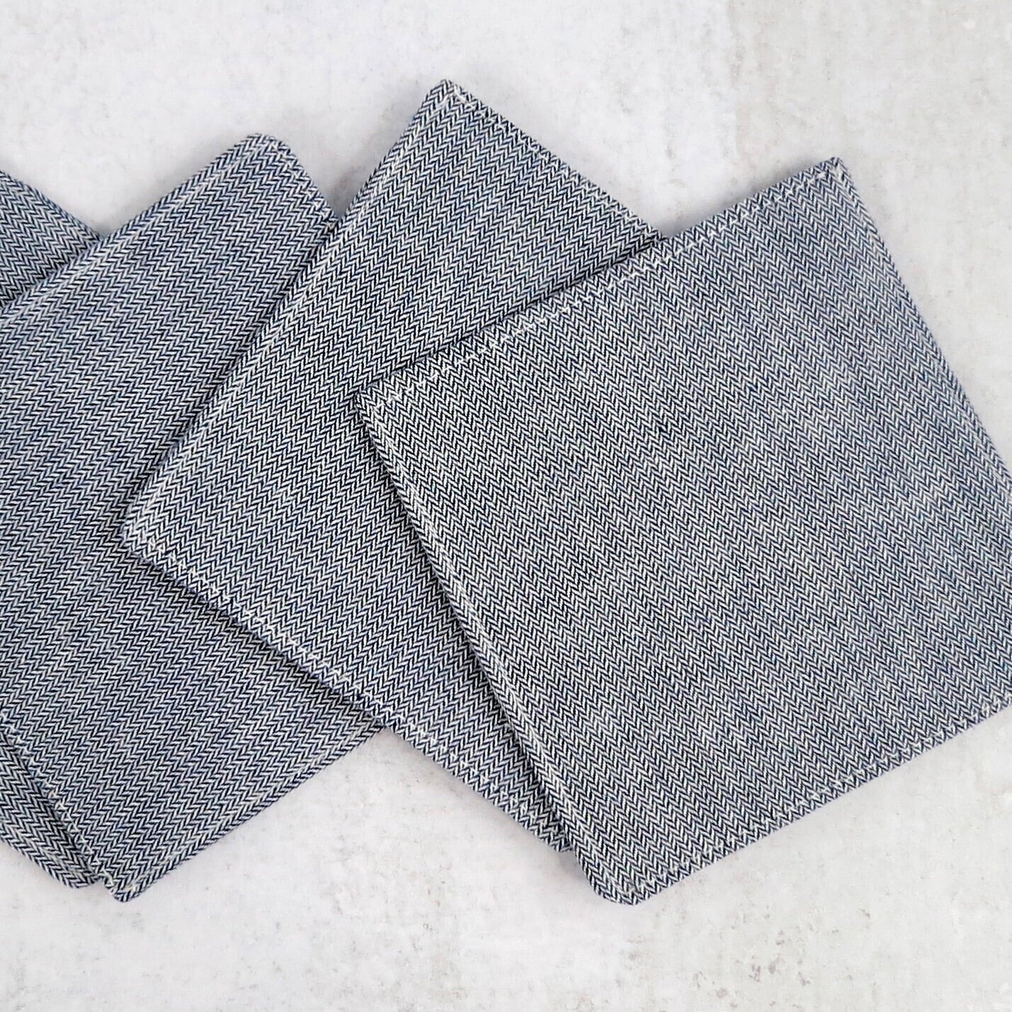 Blue Herringbone Fabric Coasters - Coasters