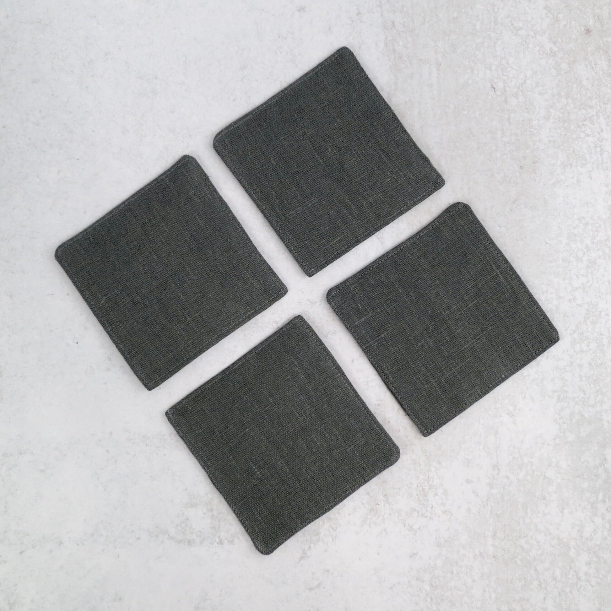 Dark Gray Linen Coasters - Coasters