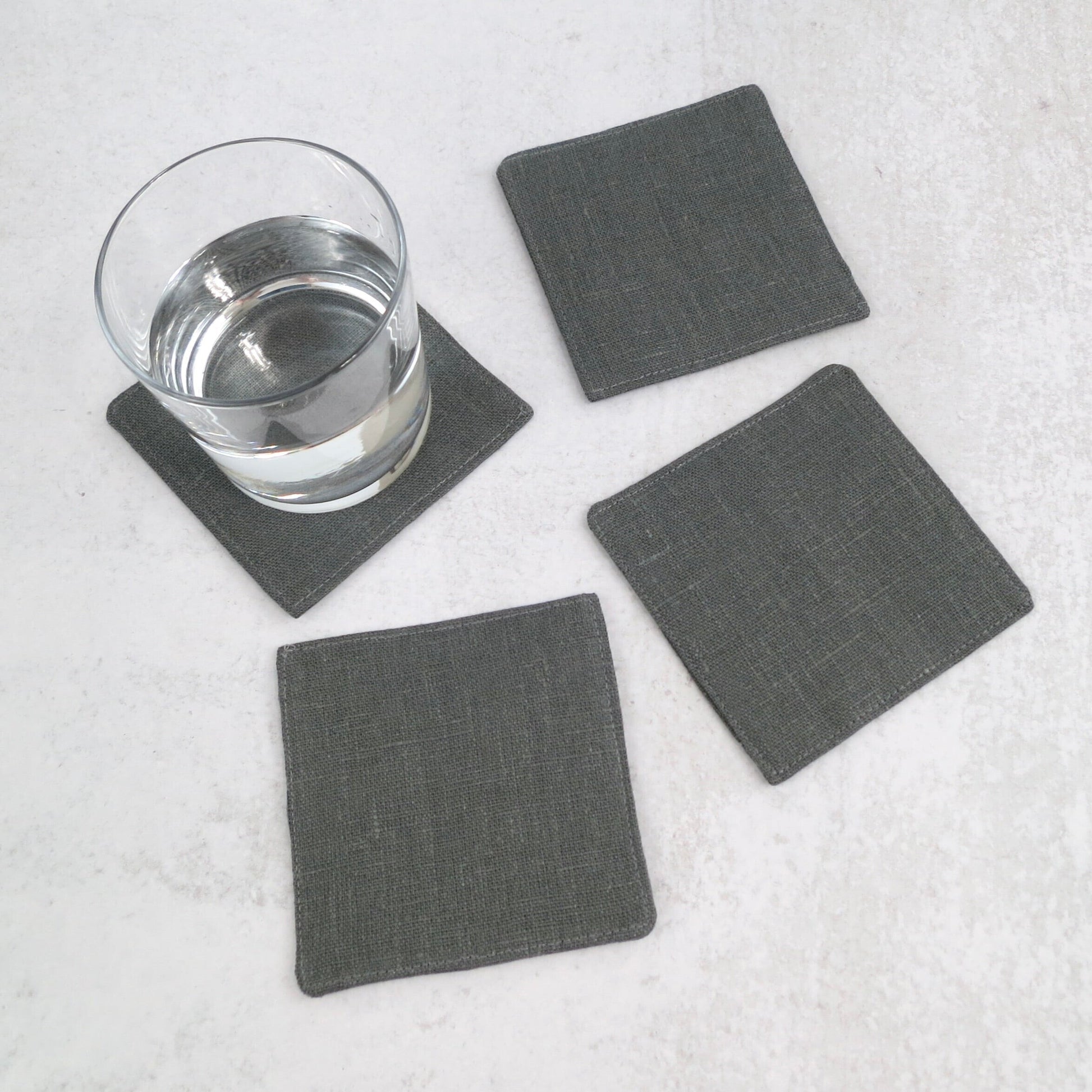 Dark Gray Linen Coasters - Coasters