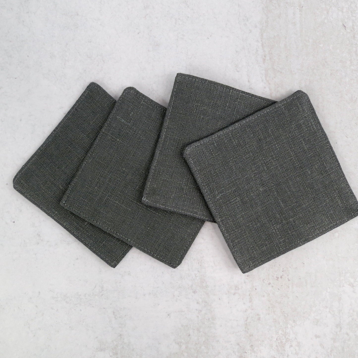 Dark Gray Linen Coasters - Coasters