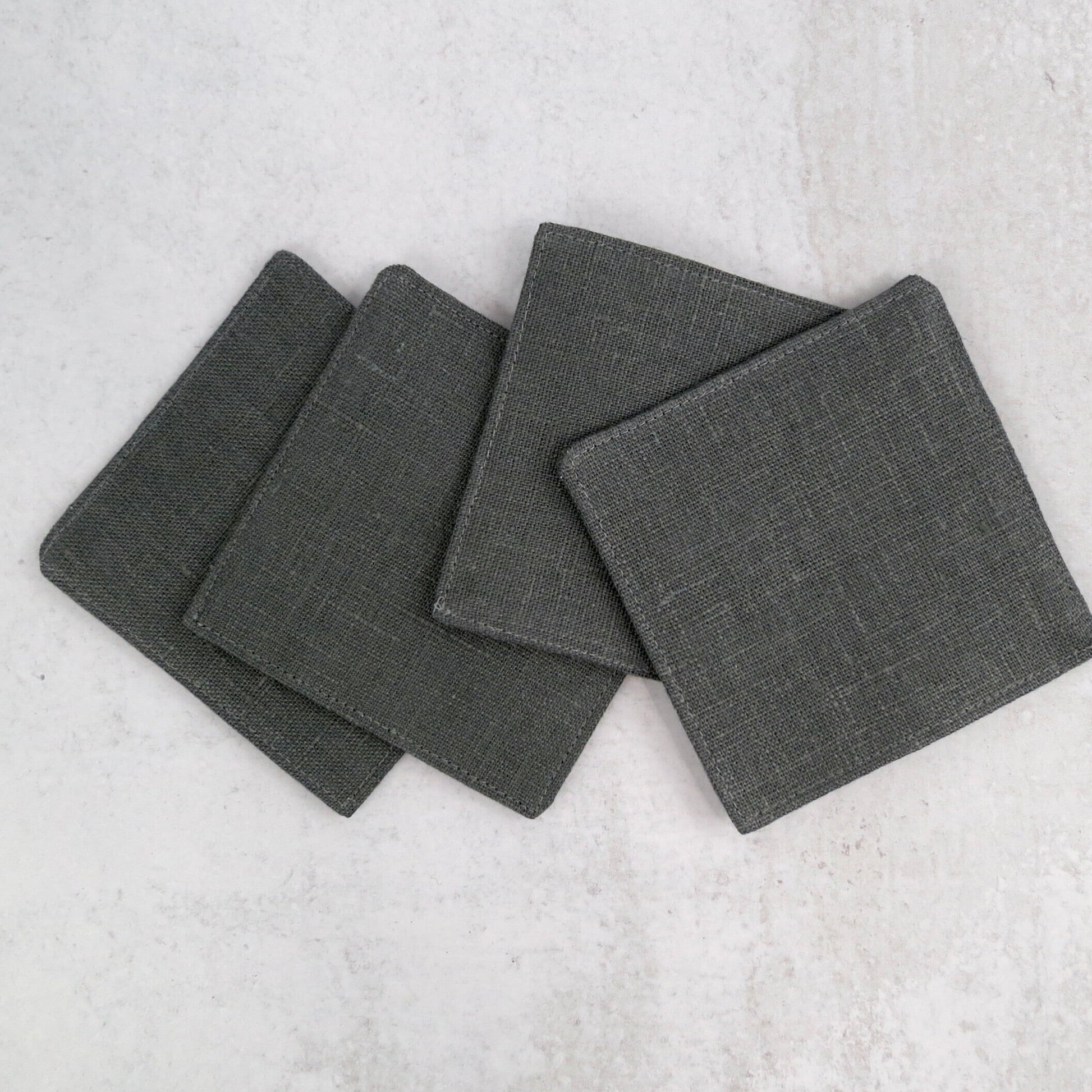 Dark Gray Linen Coasters - Coasters