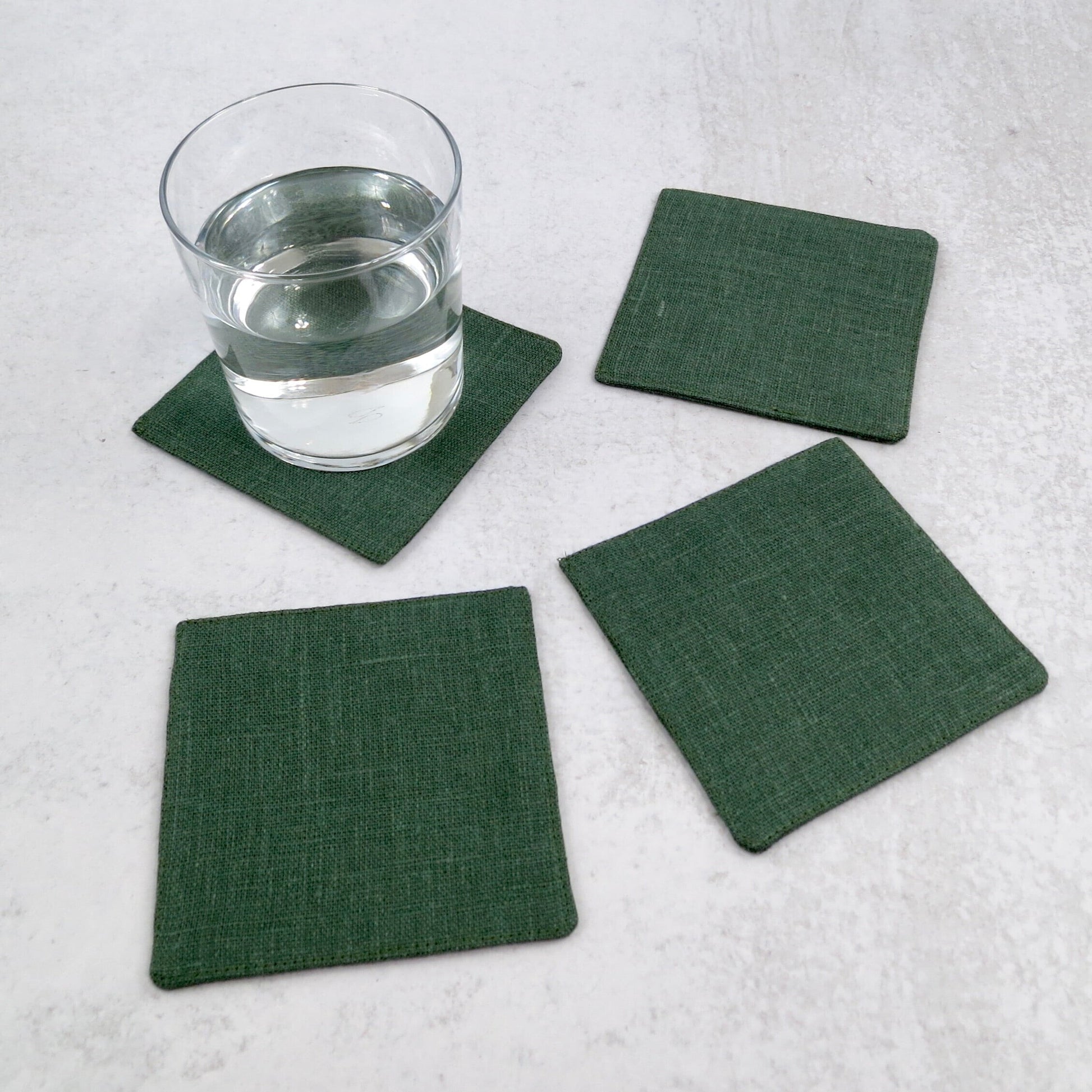 Evergreen Linen Coasters - Coasters