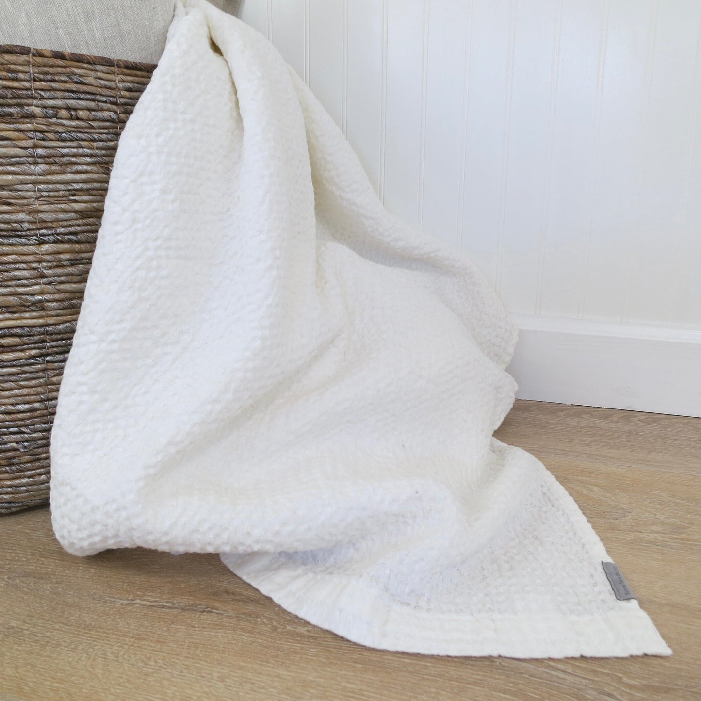 Farmhouse White Waffle Weave Throw Blanket - Throw Blanket