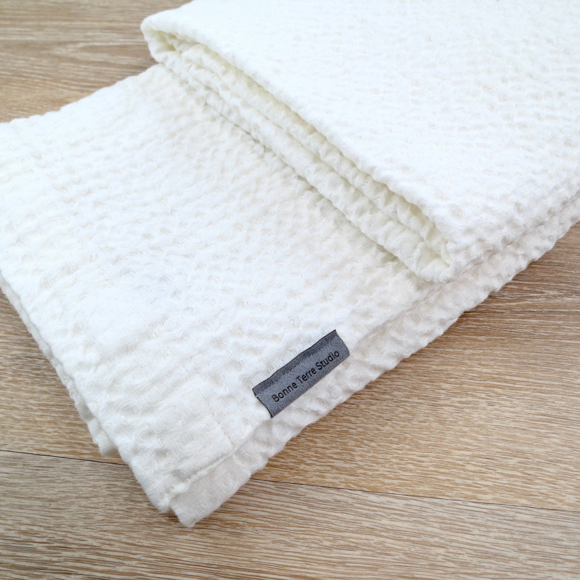 Farmhouse White Waffle Weave Throw Blanket - Throw Blanket