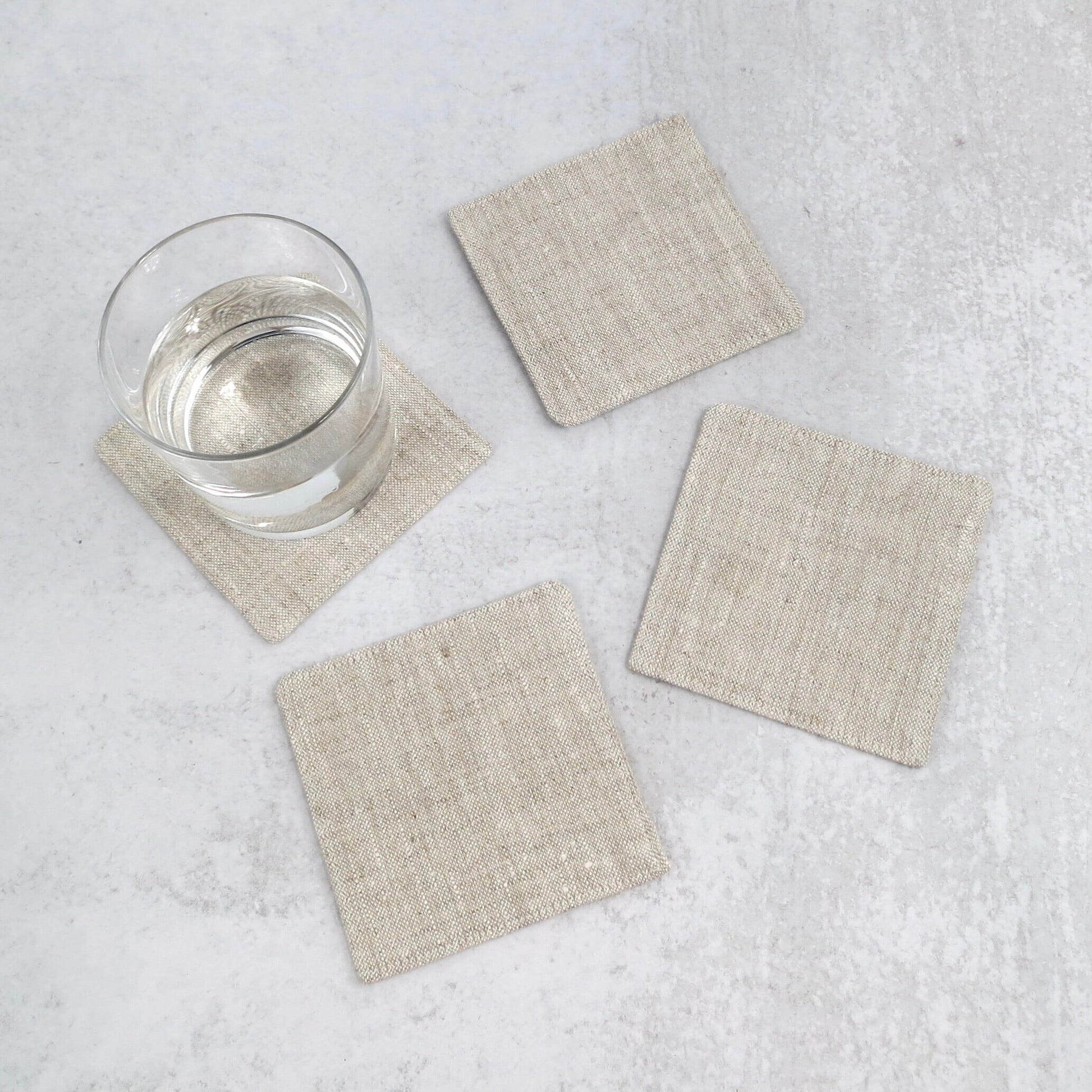 Heathered Natural Linen Coasters - Coasters