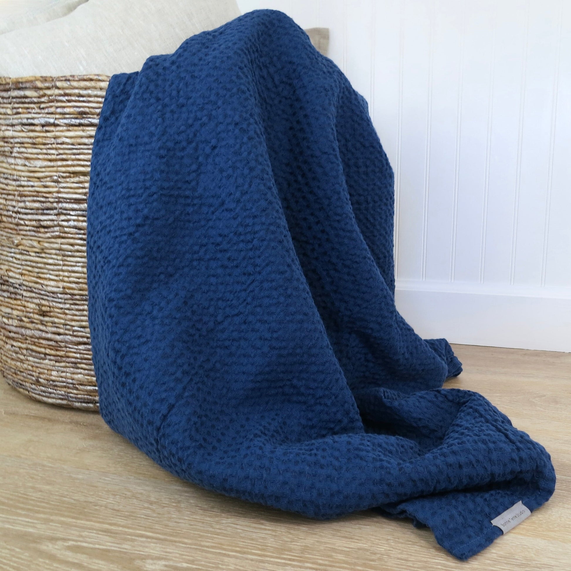 Navy Blue Waffle Weave Throw Blanket - Throw Blanket