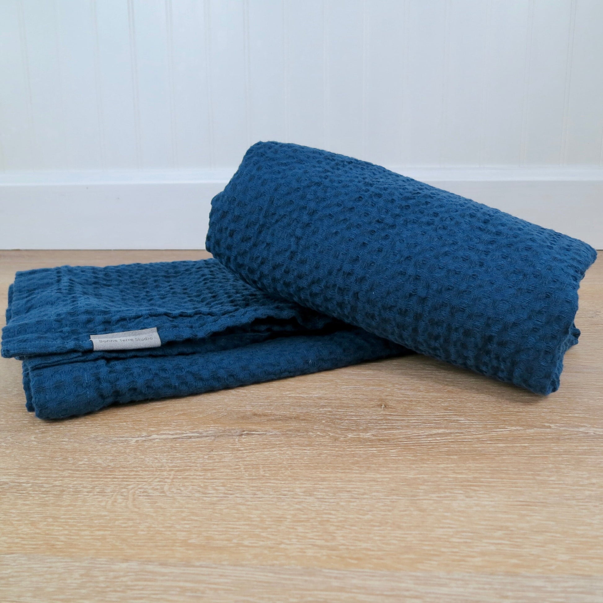 Navy Blue Waffle Weave Throw Blanket - Throw Blanket