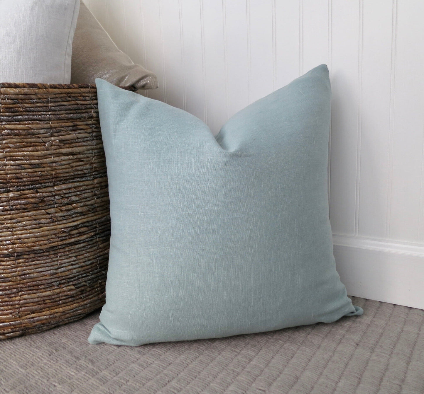 Spa Blue Linen Pillow Cover - Throw Pillows