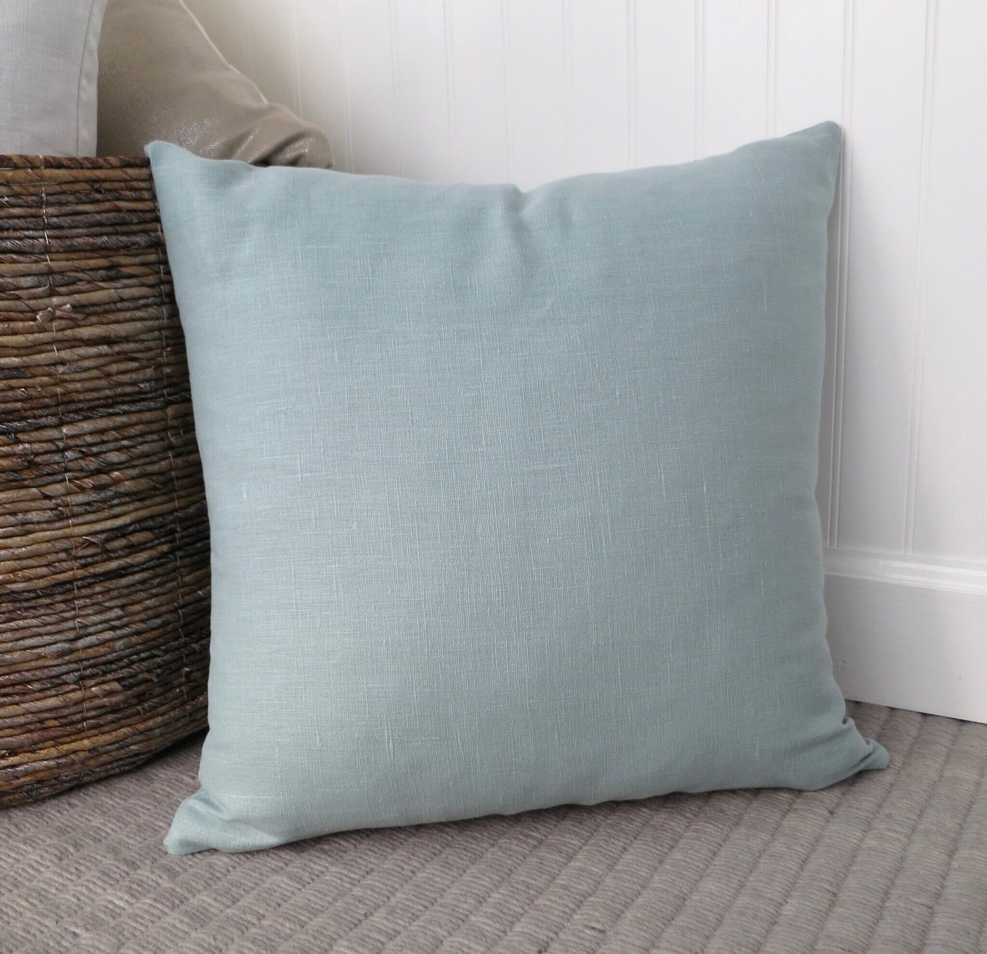 Spa Blue Linen Pillow Cover - Throw Pillows