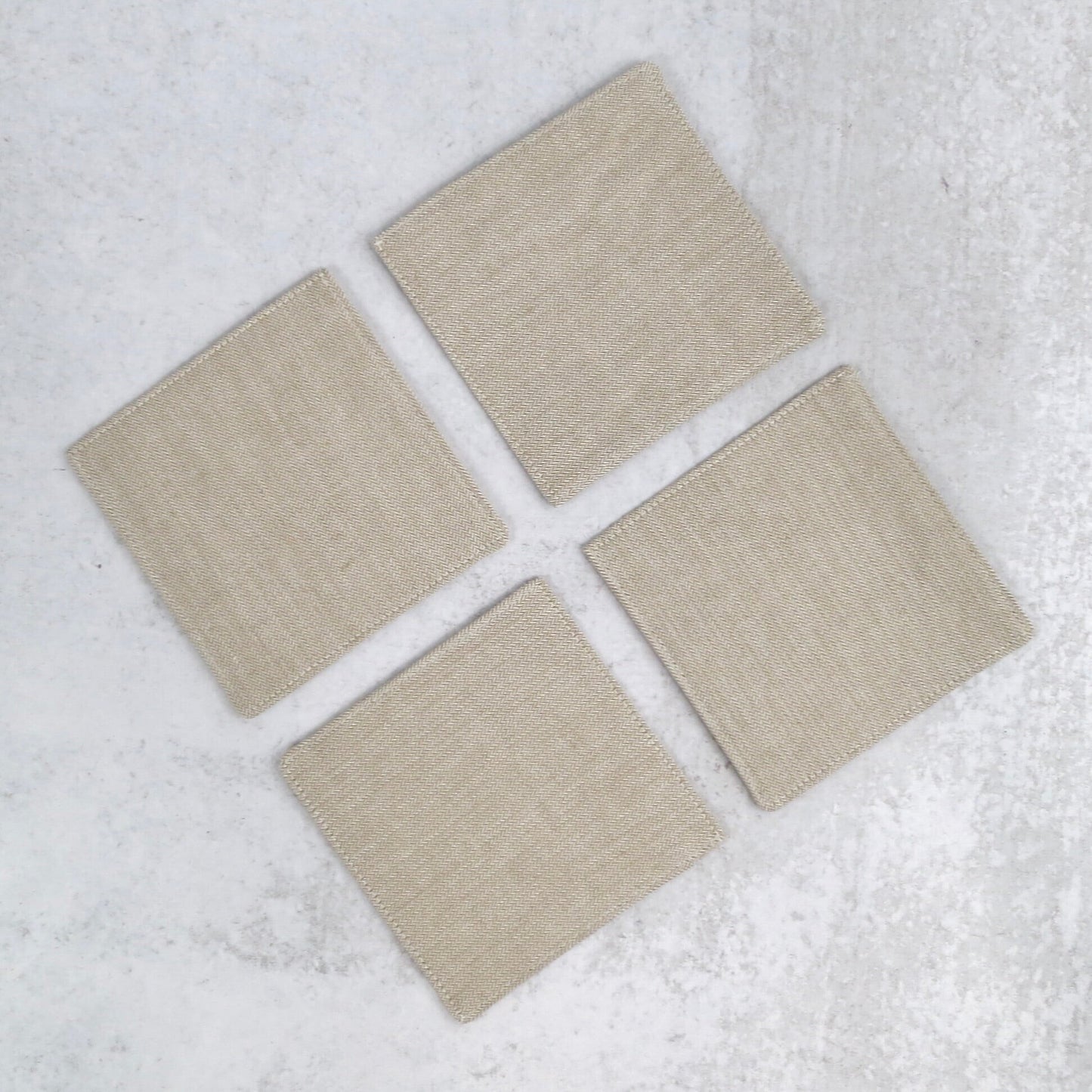 Tan Herringbone Fabric Coasters - Coasters