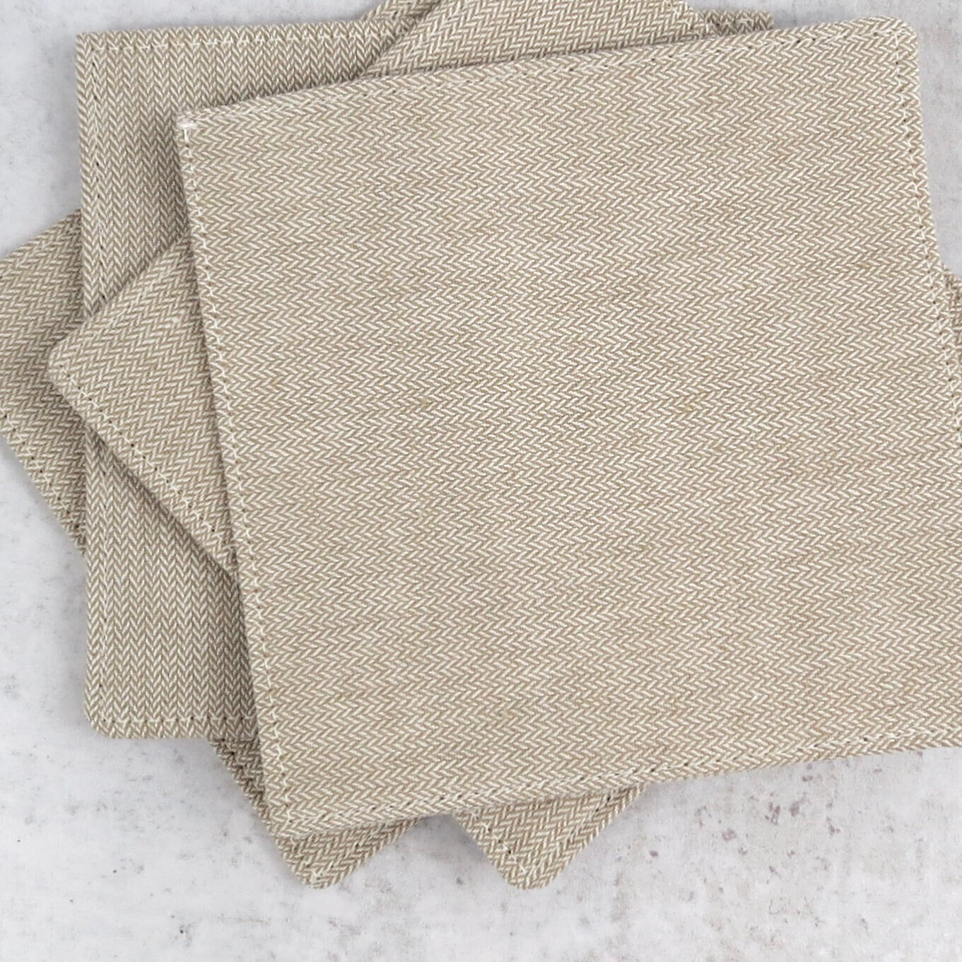 Tan Herringbone Fabric Coasters - Coasters