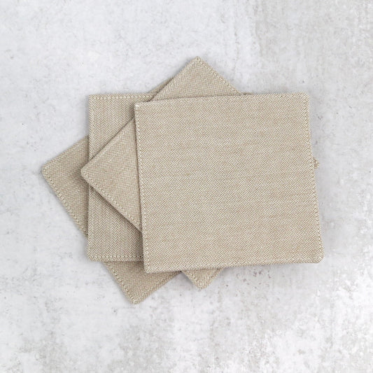 Tan Herringbone Fabric Coasters - Coasters