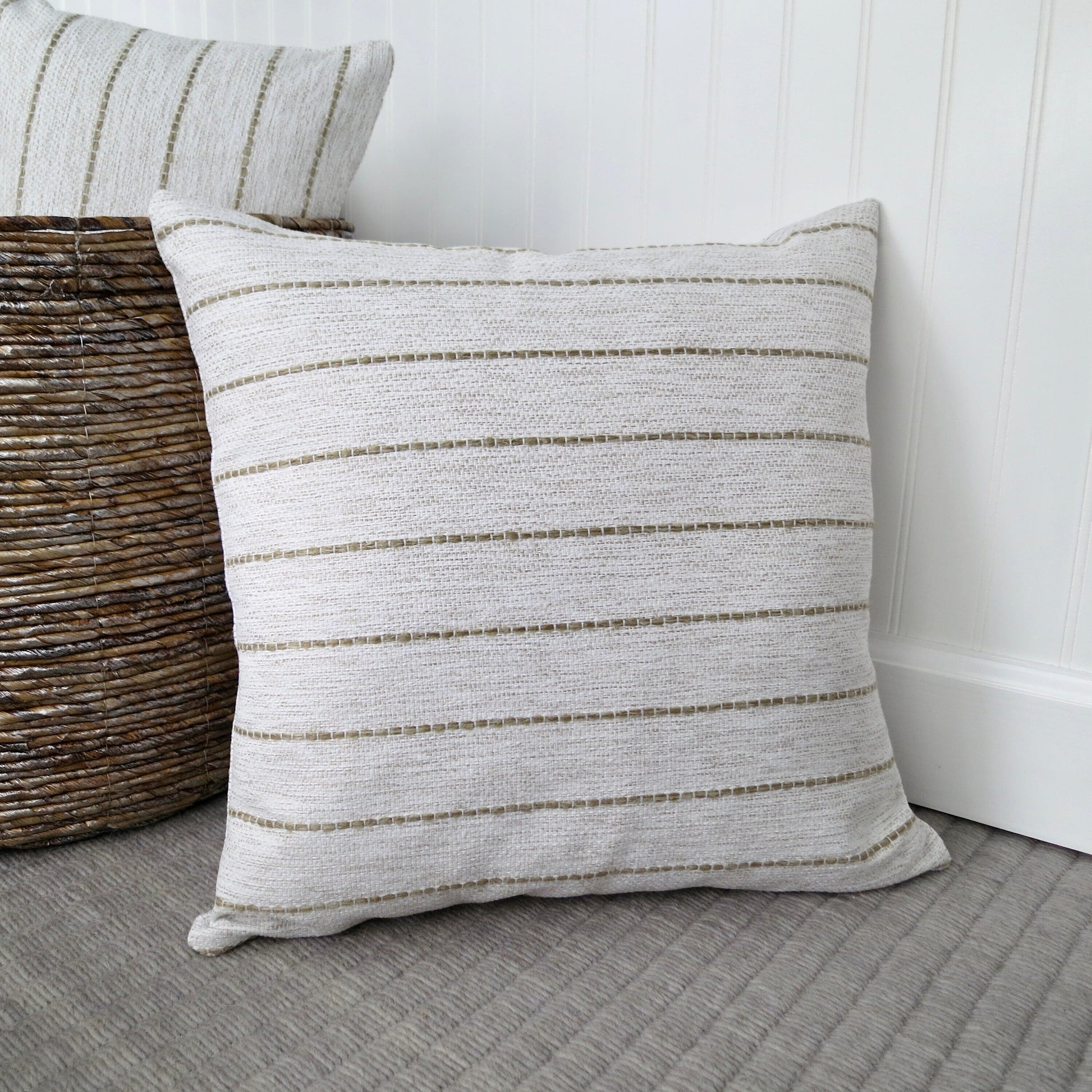 Tan Stripe Throw Pillow Cover - Throw Pillows