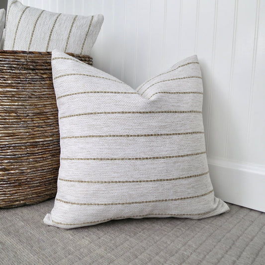 Tan Stripe Throw Pillow Cover - Throw Pillows