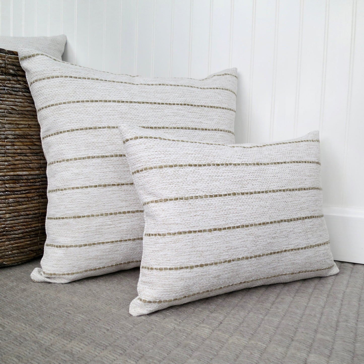 Tan Stripe Throw Pillow Cover - Throw Pillows