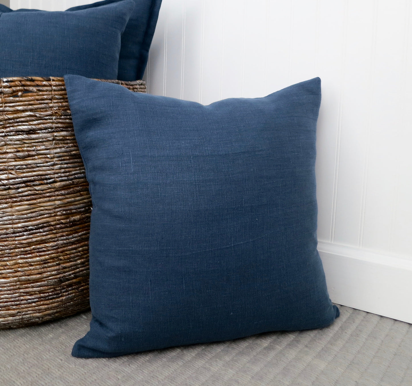 Navy Blue Linen Pillow Cover - Throw Pillows